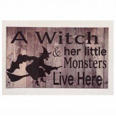 Witch and Her Little Monsters Live Here Pagan Halloween Sign Plaque or Hanging   292146726980